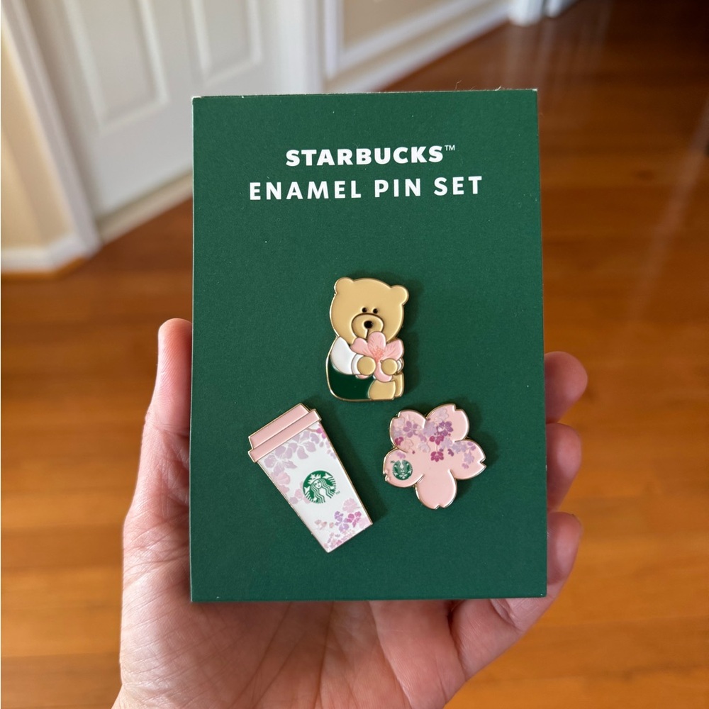 New Starbucks Pink Sakura Enamel Pin Set Cherry Blossoms